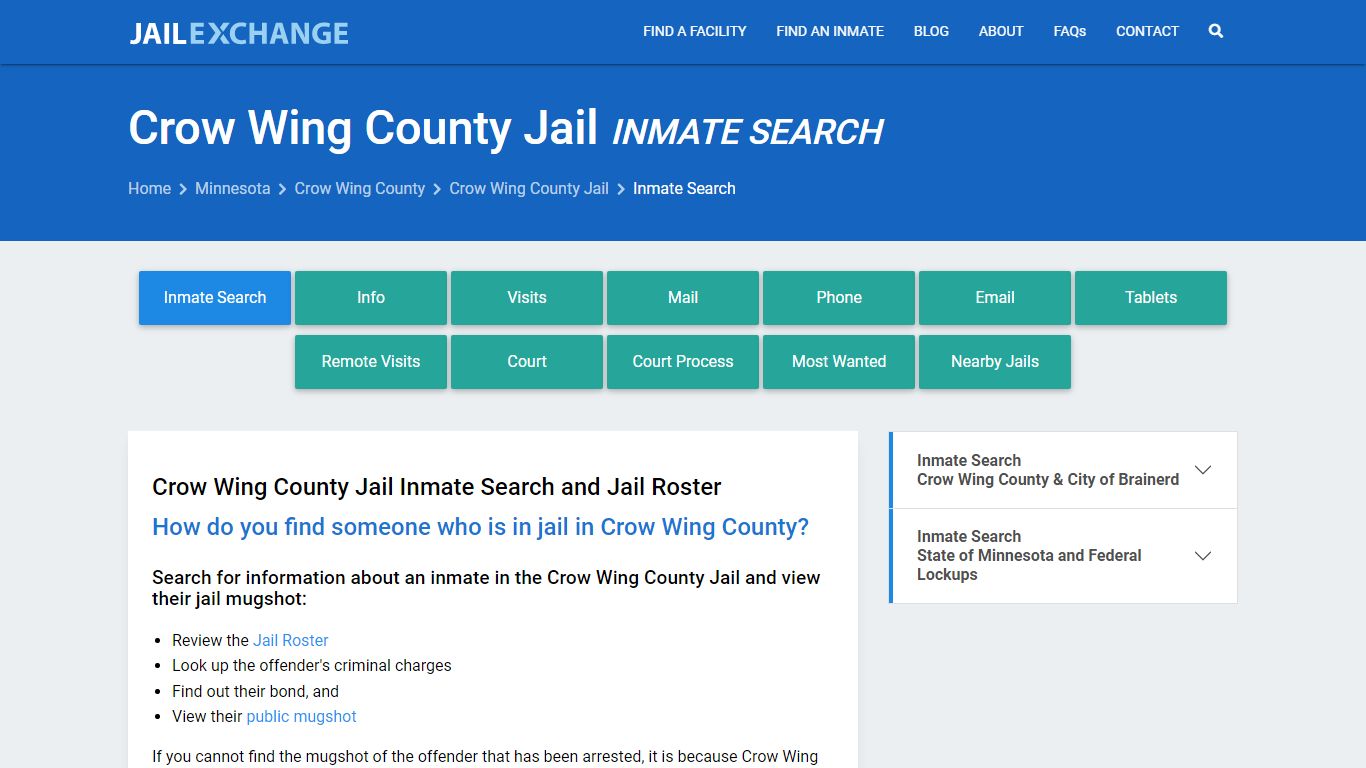 Crow Wing County Jail Inmate Search - Jail Exchange